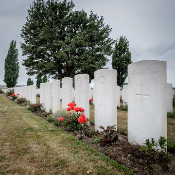 Graves In The Tyne Cot Commonwealth War Cemetery Near Passendale, Belgium.