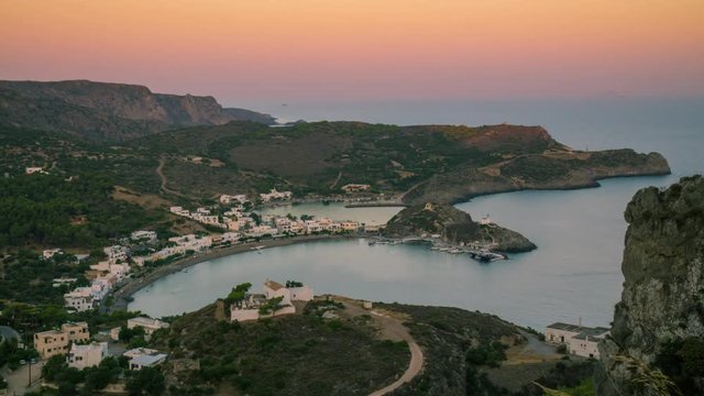 Time lapse of Kapsali beach in Kythira island. View from the Chora above.