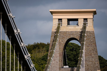 Top of clifton suspension bridge with chain