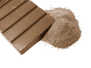 Chocolate bar and powder
