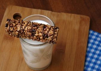chocolate bar and a glass of milk