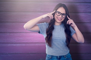 Composite image of beautiful brunette posing