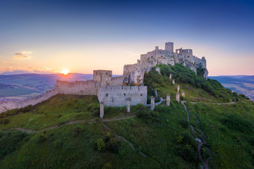 Fototapeta na wymiar Ruin of Spissky Castle in Slovakia at sunset