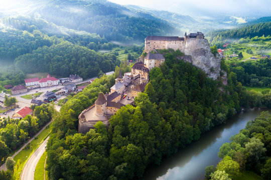 Beautiful Slovakia castle at sunrise. Orava.