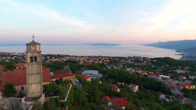 Old town of Kastav above Kvarner bay view, Opatija riviera of Croatia