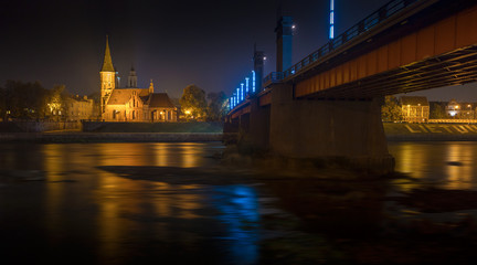 Fototapeta na wymiar Panorama of the river and town of Kaunas. Lithuania