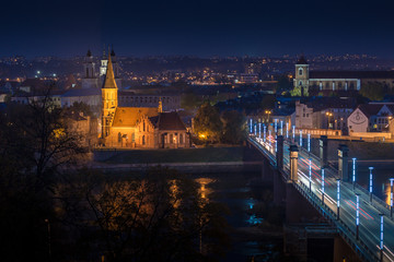 Fototapeta na wymiar Panorama of the river and town of Kaunas. Lithuania