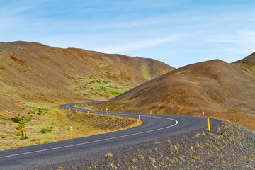 Road zigzag in the volcanic mountains of Iceland