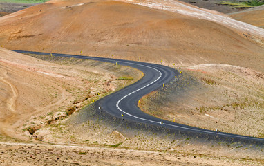 Road zigzag in the volcanic mountains of Iceland