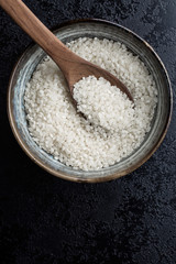 White sushi rice in bowl.