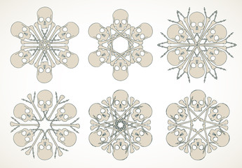 Skulls and bones jolly snowlakes