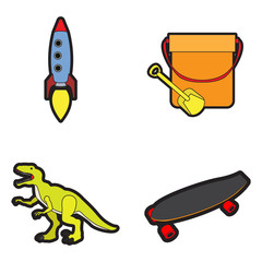 Set of toys on a white background, Vector illustration
