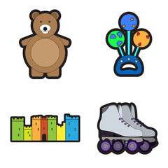 Set of toys on a white background, Vector illustration
