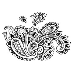 Henna tattoo flower template. Mehndi style. Set of ornamental patterns in the oriental style.