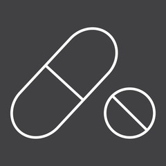 Pills line icon, medicine and healthcare, drug sign vector graphics, a linear pattern on a black background, eps 10.