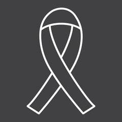 AIDS ribbon line icon, medicine and healthcare, charity sign vector graphics, a linear pattern on a black background, eps 10.
