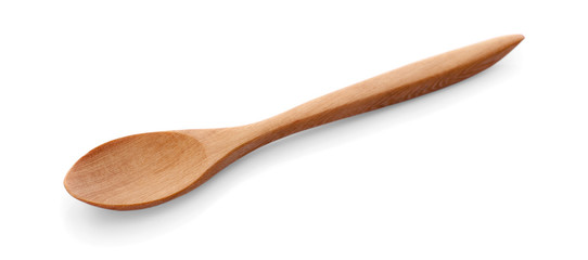 Wooden spoon on white background