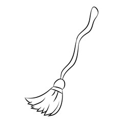 witch broom outline cartoon vector symbol icon design. Beautiful illustration isolated on white background