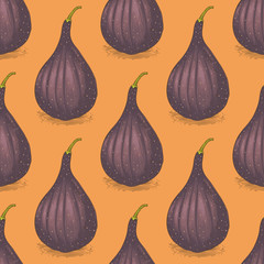 Seamless Vector Pattern with Ripe Whole Fig