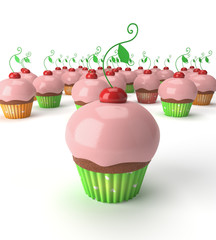 many cupcake with cherry