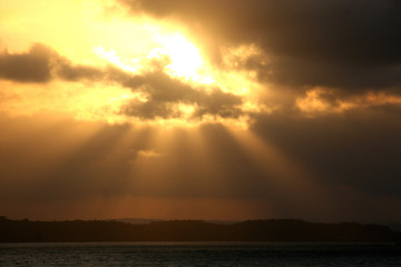 sea sunset in Morro de Sao paulo city, Salvador. Brazil
