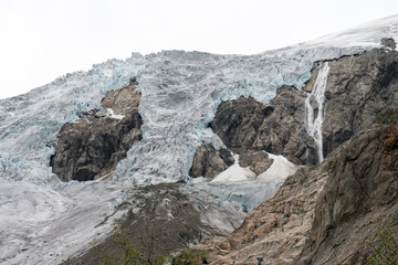 Blue ice glacier front. Buer glacier, Norway