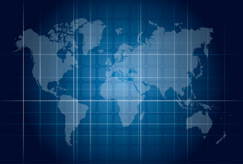 Fototapeta na wymiar Modern blue digital world map technology concept