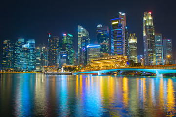 Fototapeta na wymiar Singapore Downtown at night skyline