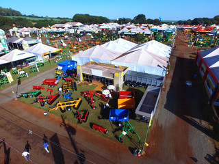 SAO PAULO, BRAZIL - May 1, 2017: Aerial view of Agrishow, 24th International Trade Fair of Agricultural Technology taking place in Ribeirao Preto.