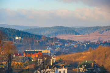 Carpathians mountains village autumn landscape