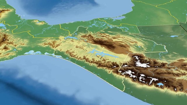 Chiapas - Mexico, region extruded. Bumps shaded