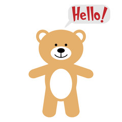 Toy bear with text Hello!