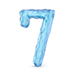 Ice font number 7 SEVEN 3D