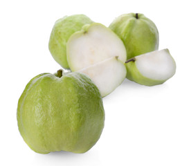 fresh guava fruit with slice isolated on white background