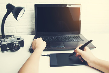 woman hand  graphic tablet