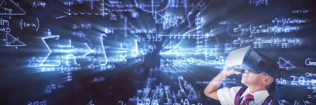 Composite image of illustration of mathematical equations with