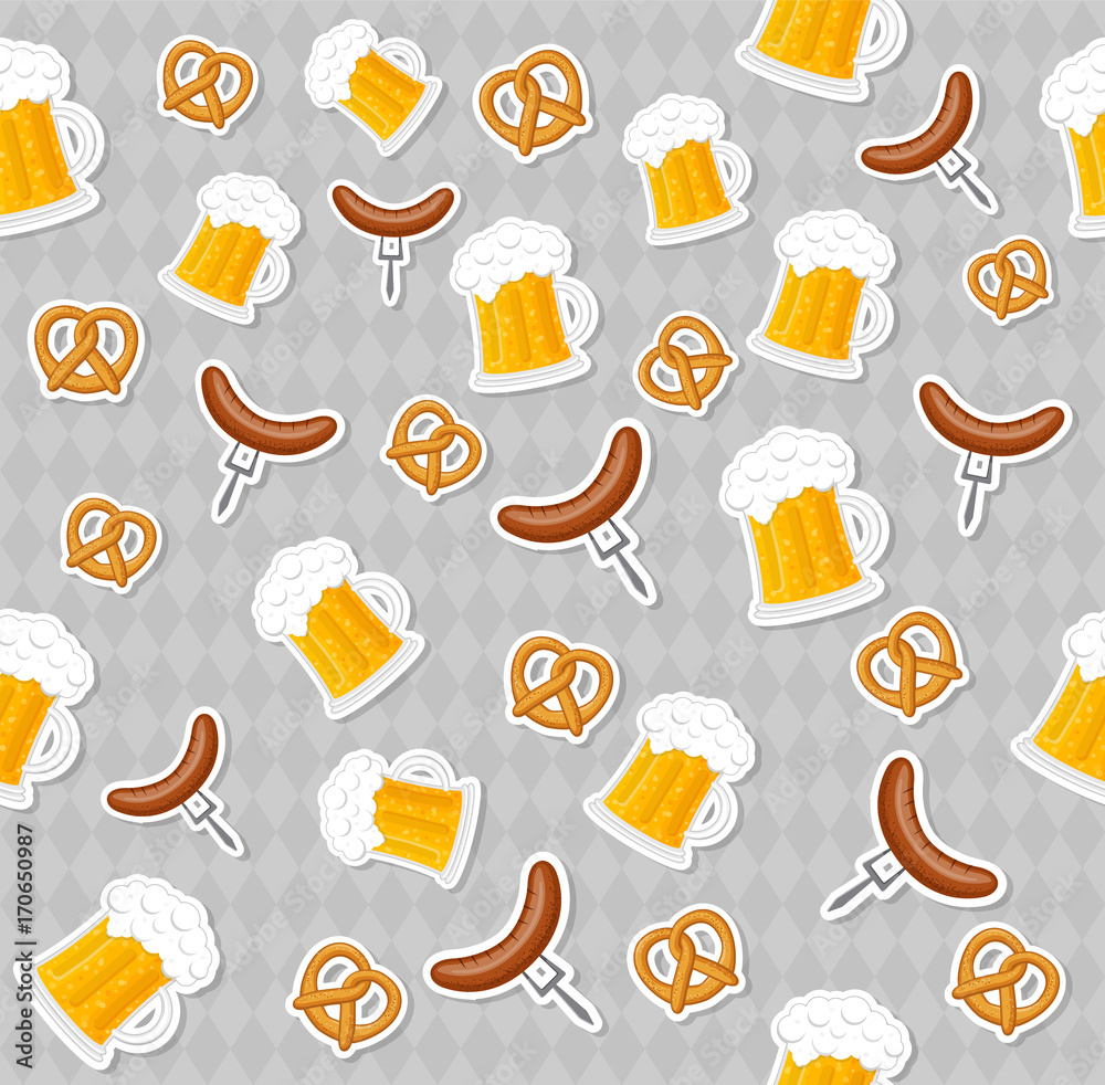 Wall mural Seamless pattern designed for beer festival - Oktoberfest. Vector.