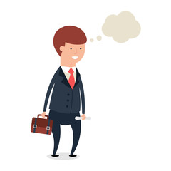 Vector illustration of businessman thinking with bubble