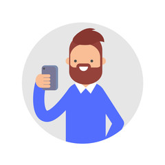 Vector illustration of man with smartphone