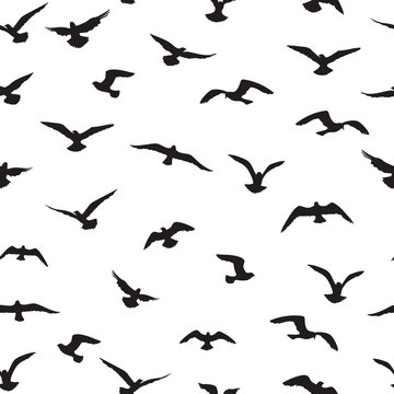 Flying birds tiled pattern. Freedom sign background. Animal wildlife