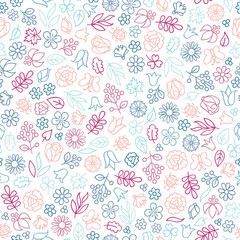 Flower icon seamless pattern. Floral leaves, flowers. Summer ornament