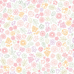 Flower icon seamless pattern. Floral leaves, flowers. Summer ornament