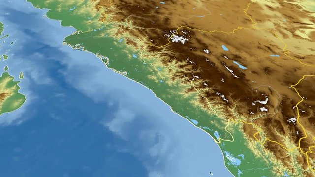 Sinaloa - Mexico, region extruded. Bumps shaded