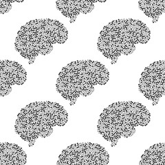 Seamless vector pattern of the brain is composed of points. Illustration for use as a background print on the fabric