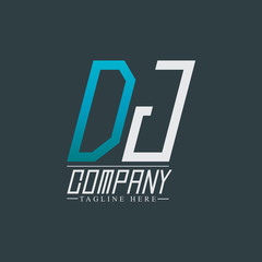 Initial Letter DJ Rounded Design Logo