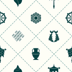 Seamless pattern with Eight Auspicious Symbols of Buddhism for your design