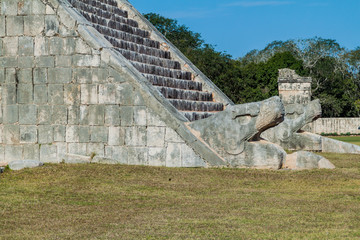 Stairway of the pyramid Kukulkan in the Mayan archeological site Chichen Itza, Mexico