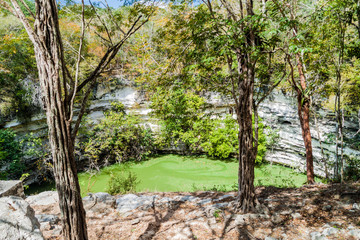 Fototapeta premium Sacred cenote at the archeological site Chichen Itza, Mexico