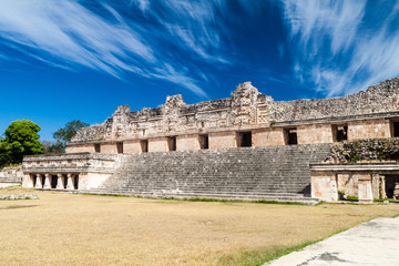 Fototapeta na wymiar Nun's Quadrangle (Cuadrangulo de las Monjas) building complex at the ruins of the ancient Mayan city Uxmal, Mexico
