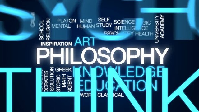 Philosophy animated word cloud, text design animation.